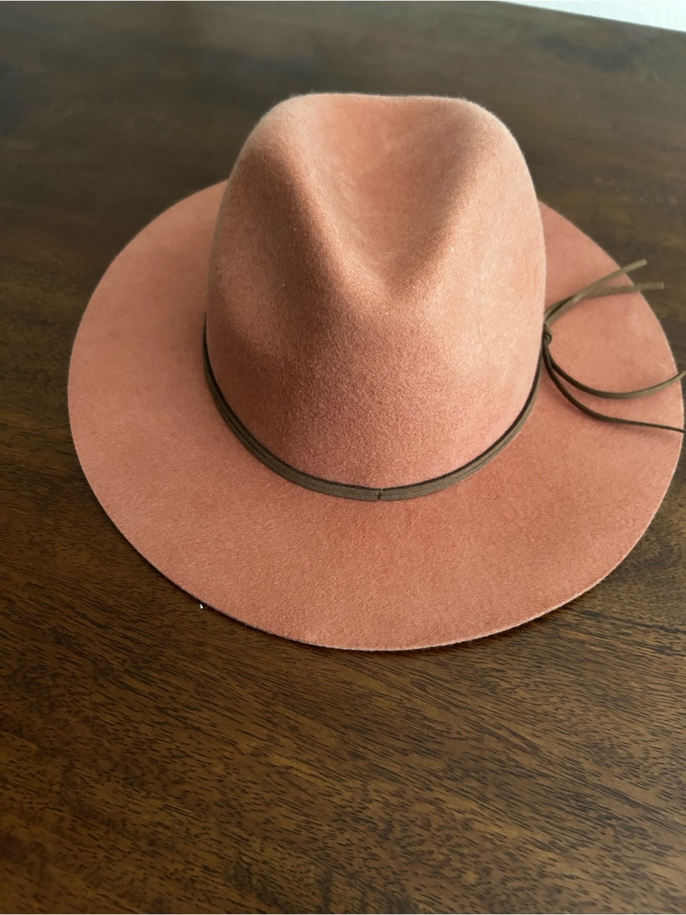 Cost Plus World Market Rose Pink Felt Rancher Hat with Thin Brown Band